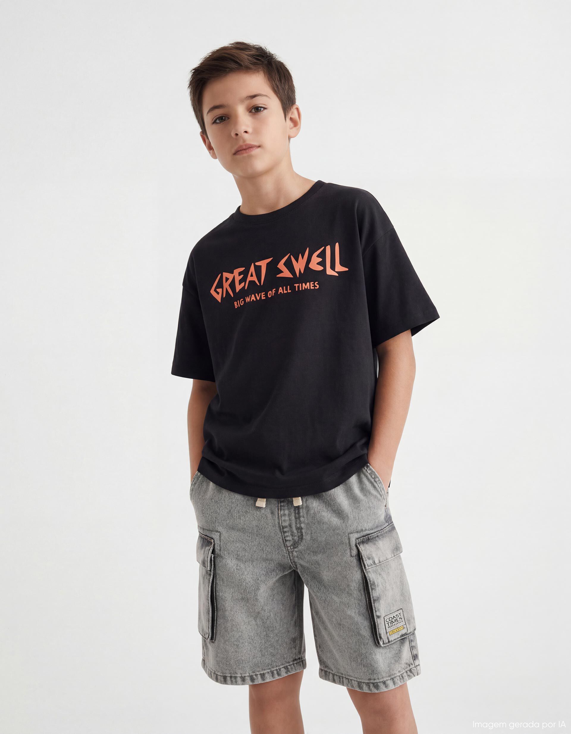 Comprar Online T-shirt Estampada, Menino, Preto