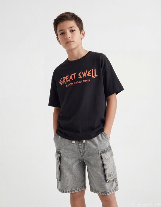 Comprar Online T-shirt Estampada, Menino, Preto