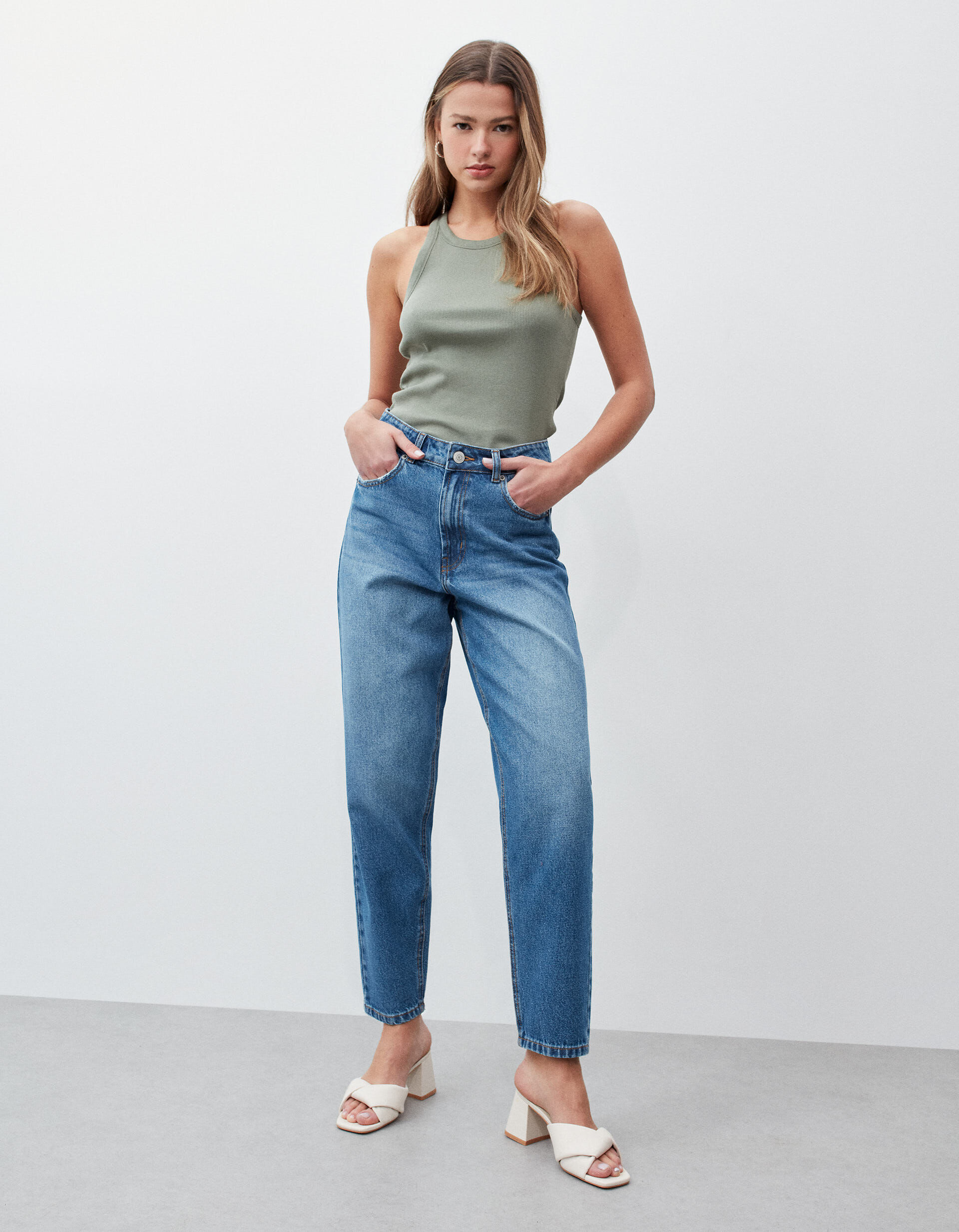 Cal as de Ganga Tapered Mom Fit Mulher Azul MO Online