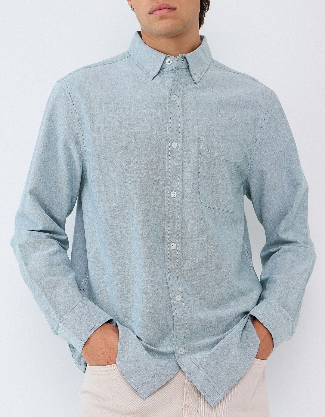 Camisa Oxford, Homem, Verde &Aacute;gua