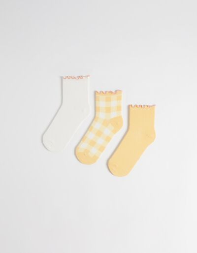 3 Pairs of Socks Pack, Women, Yellow