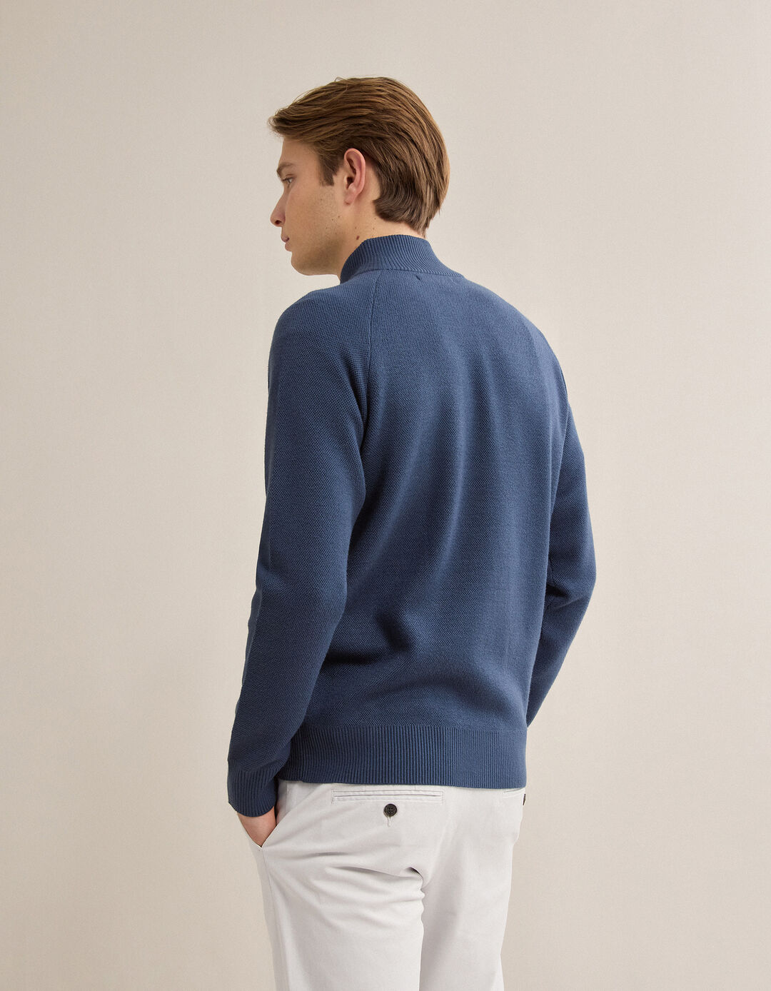 Camisola de Malha Waffle, Homem, Azul Escuro