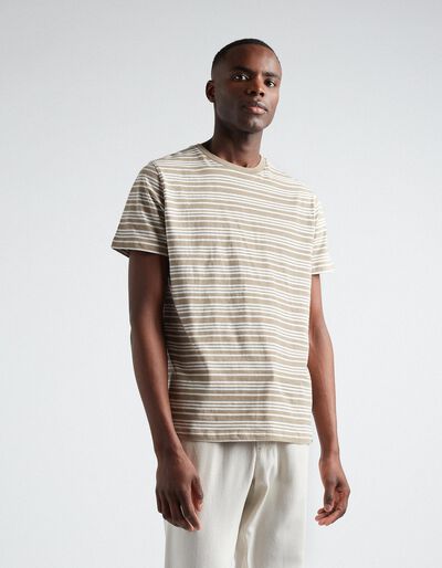 Striped T-shirt, Men, Dark Beige