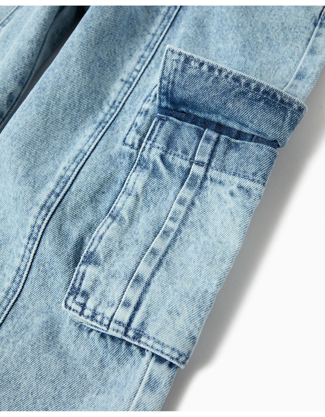 Calças de Ganga Cargo, Menina, Azul Claro