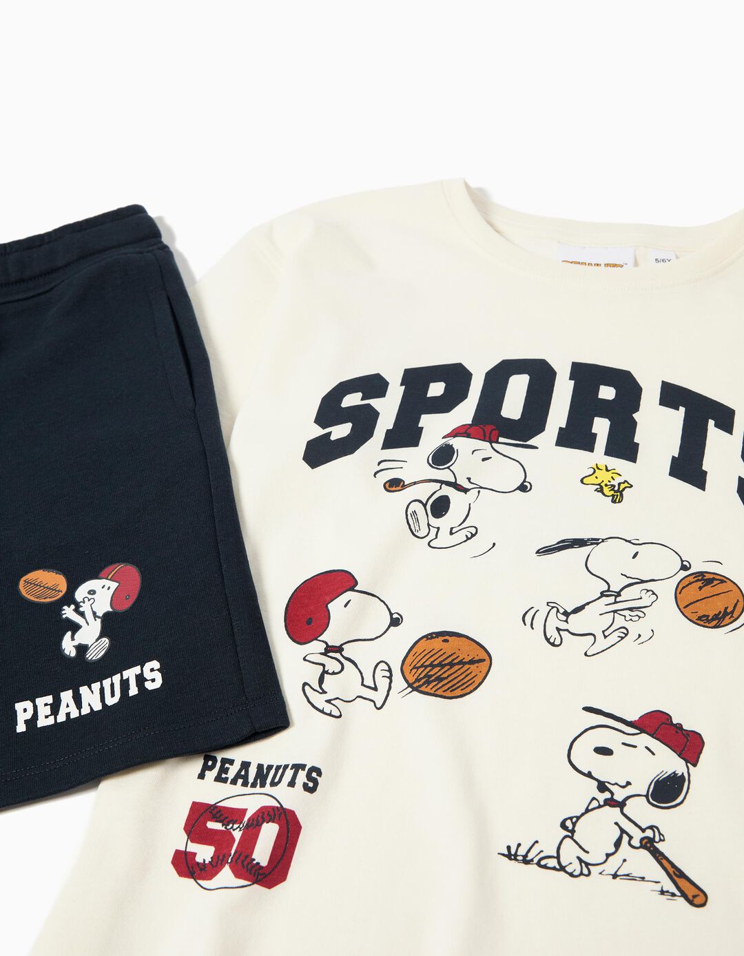 Conjunto T-shirt e Calções 'Snoopy', Menino, Azul Escuro