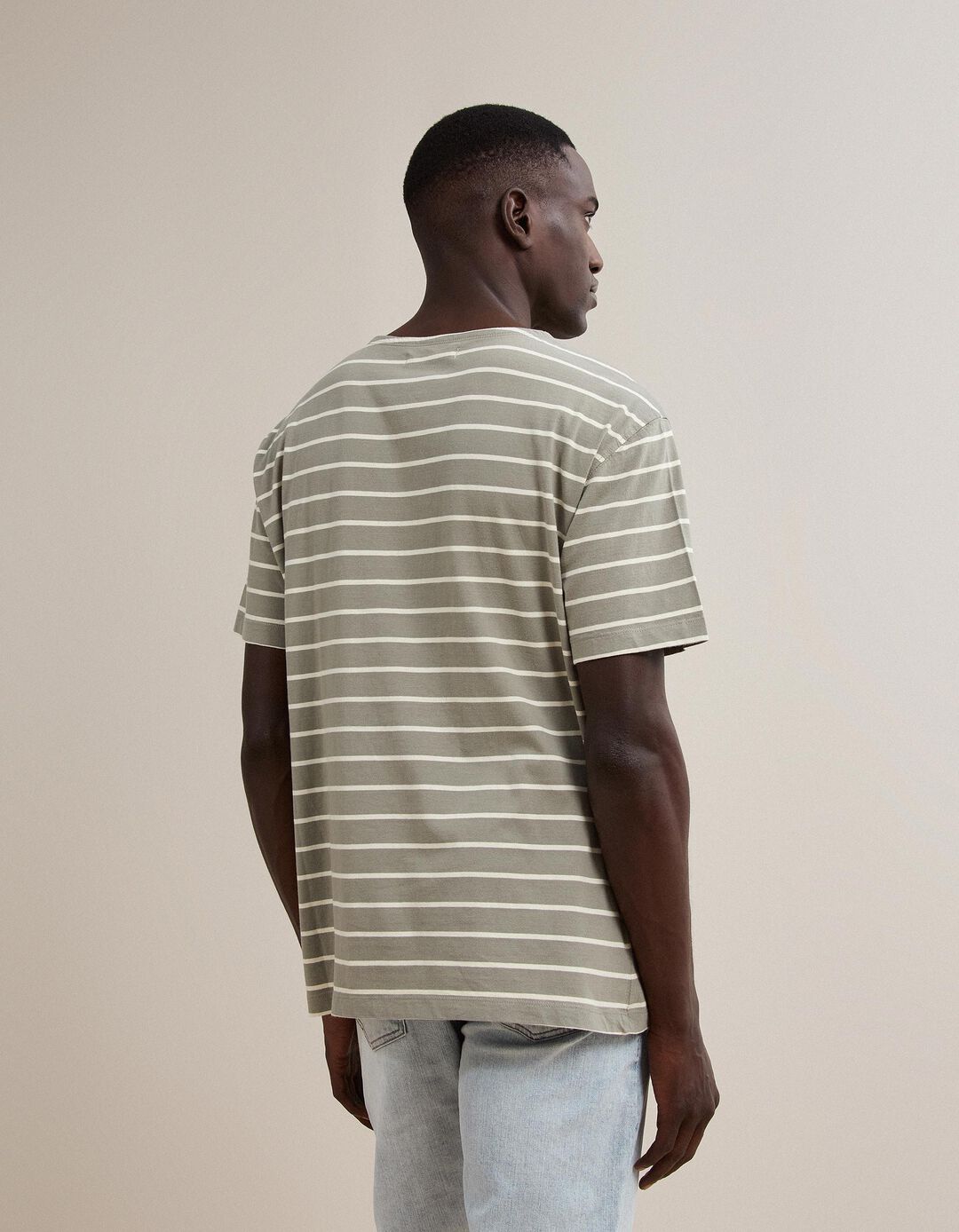 T-shirt &Agrave;s Riscas, Homem, Cinzento Claro