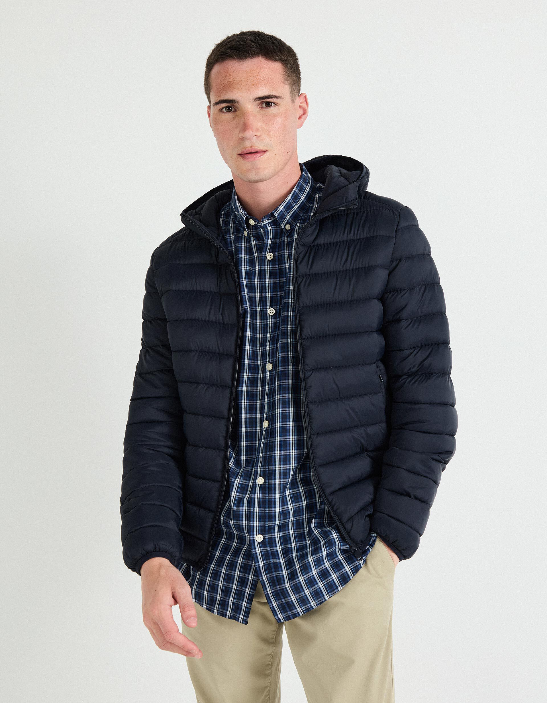 Comprar Online Casaco Acolchoado com Capuz, Homem, Azul Escuro