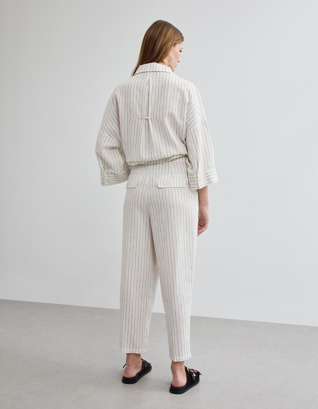 Cal&ccedil;as com Linho, Mulher, Bege Claro