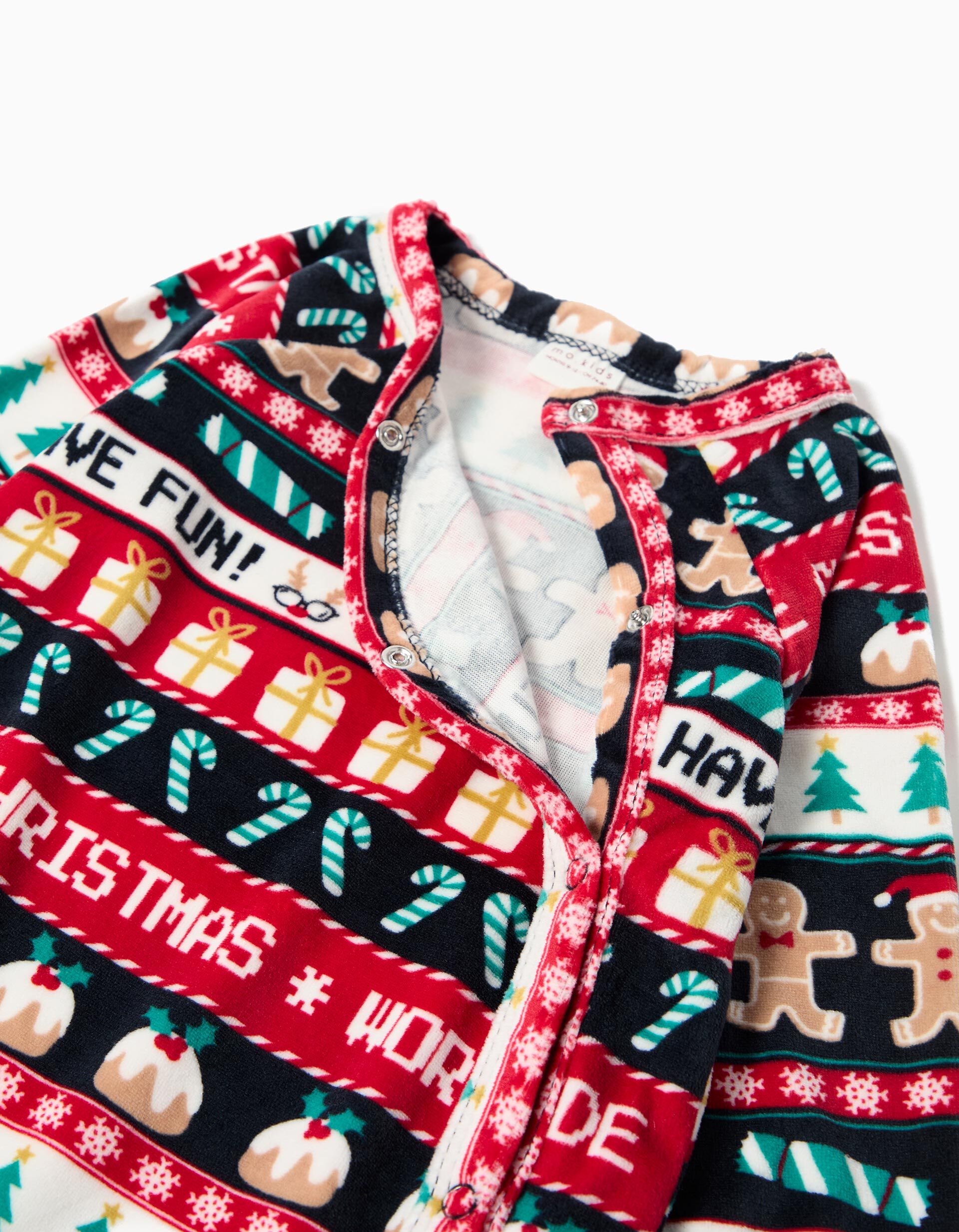 Comprar Online Babygrow Aveludado de Natal, Rec&eacute;m-Nascido, Azul Escuro