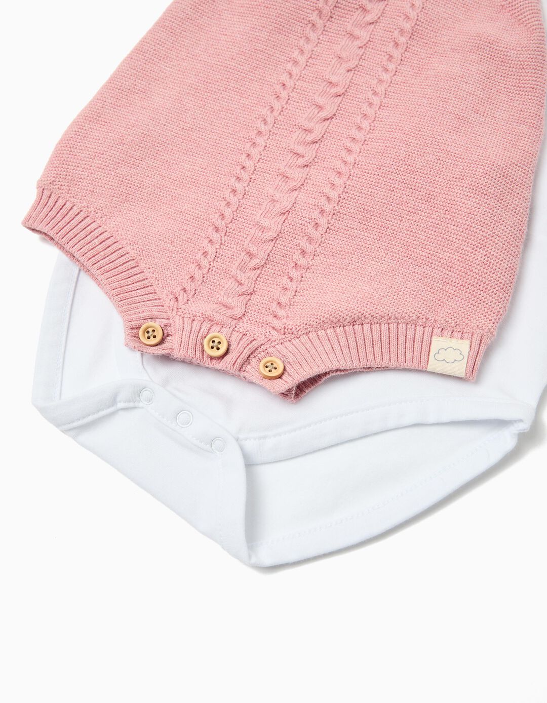 Conjunto Body e Macacão, Recém-Nascido, Rosa Claro
