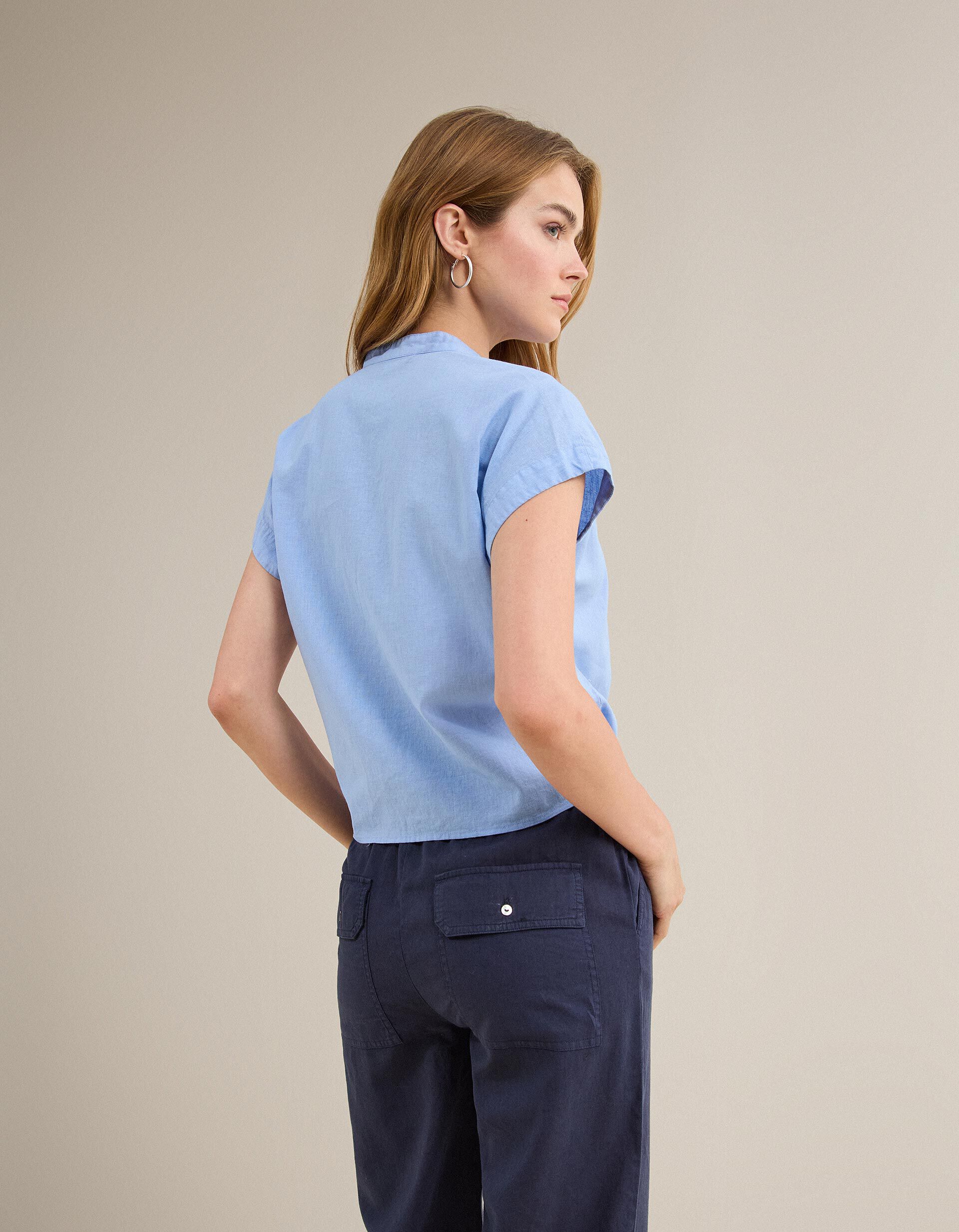 Comprar Online Blusa Com Linho, Mulher, Azul