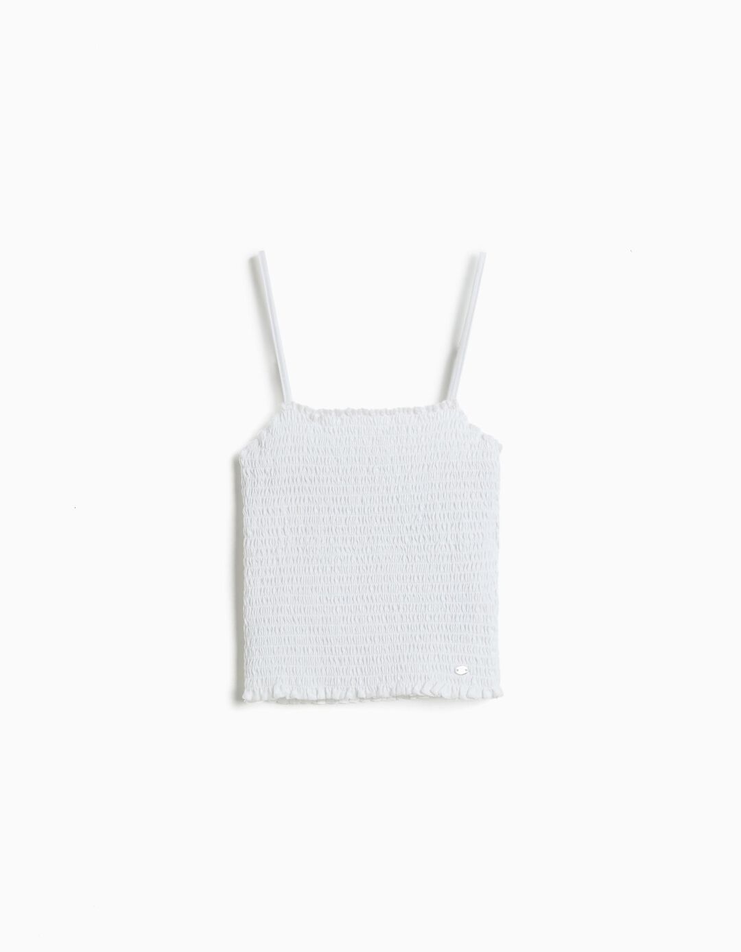 Top Franzido Smock, Menina, Branco