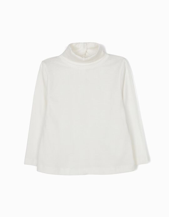 White Long-Sleeved Top with High Neck