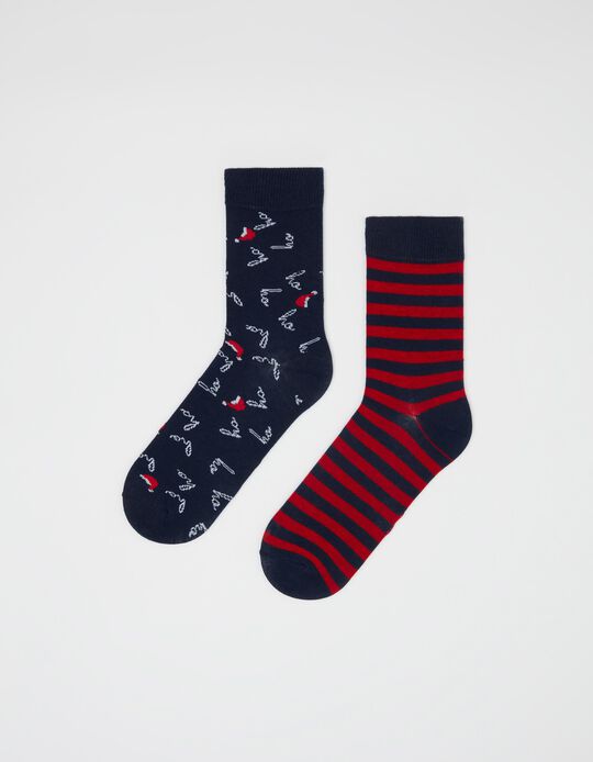 2 Pairs of 'Christmas' Socks Pack, Men, Multicolour