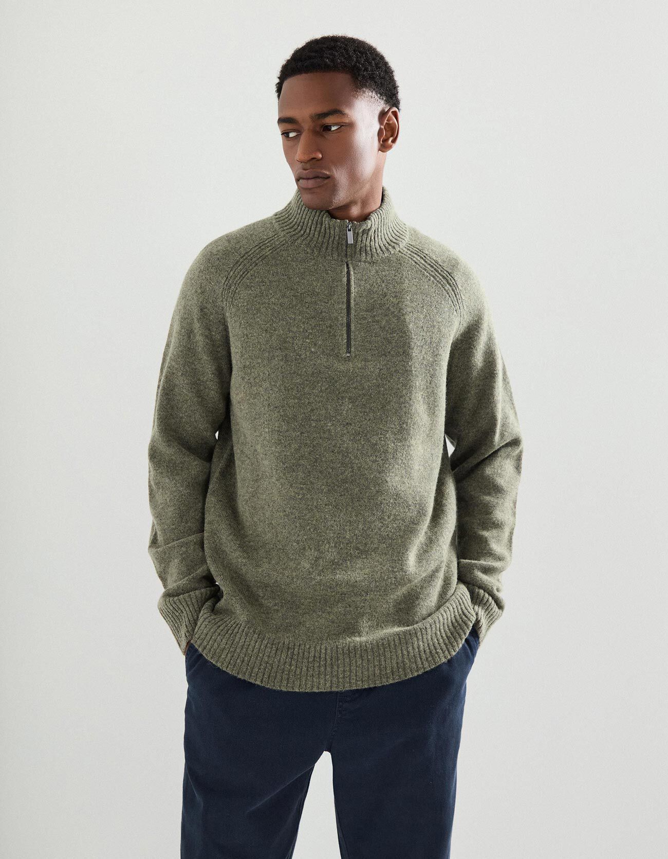 Comprar Online Camisola com L&atilde; com Fecho, Homem, Verde