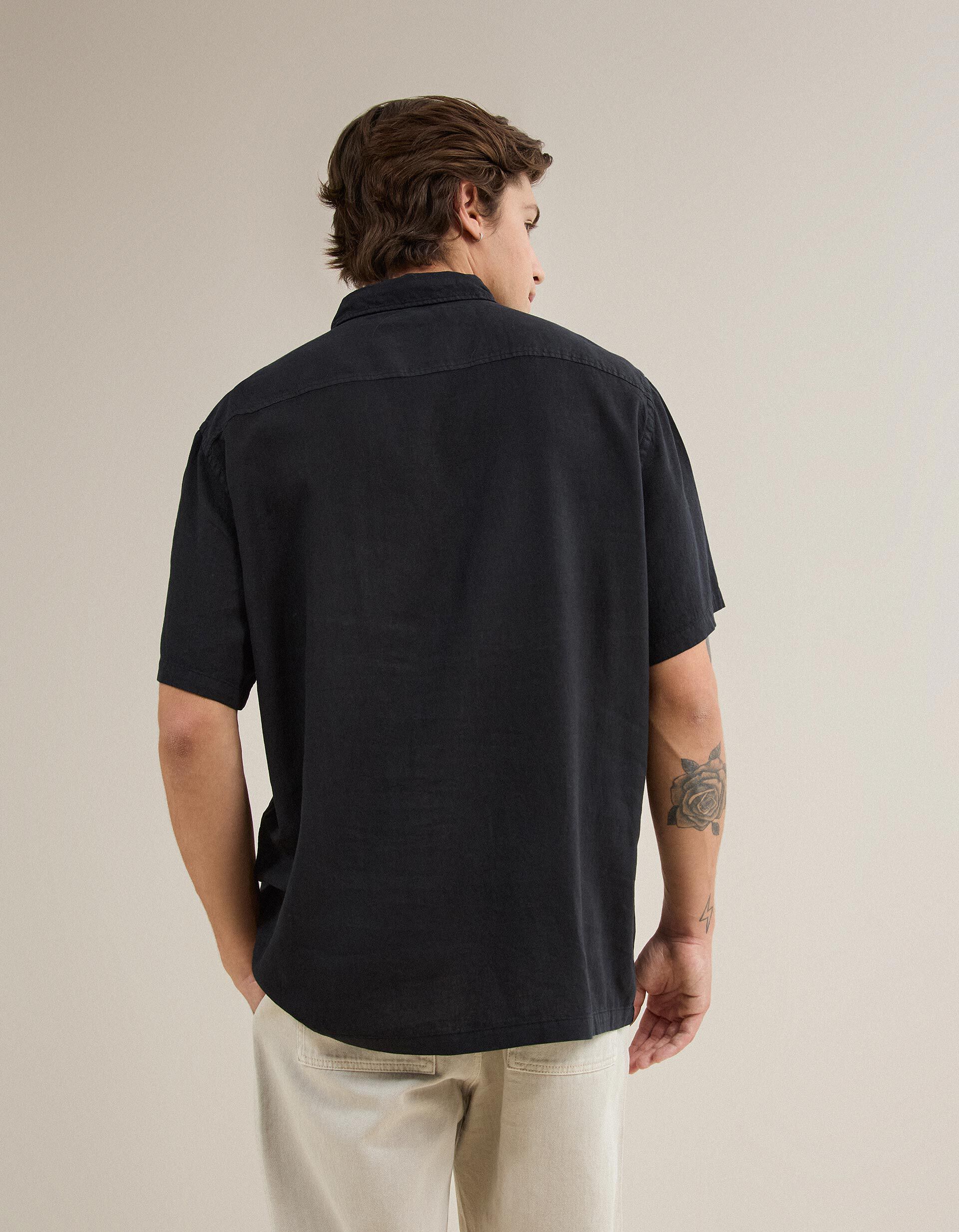Comprar Online Camisa Com Linho, Homem, Preto