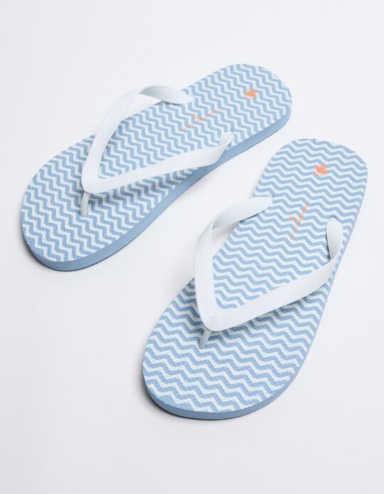 Comprar Online Chinelos com Padrão Ondas, Adulto, Azul Claro