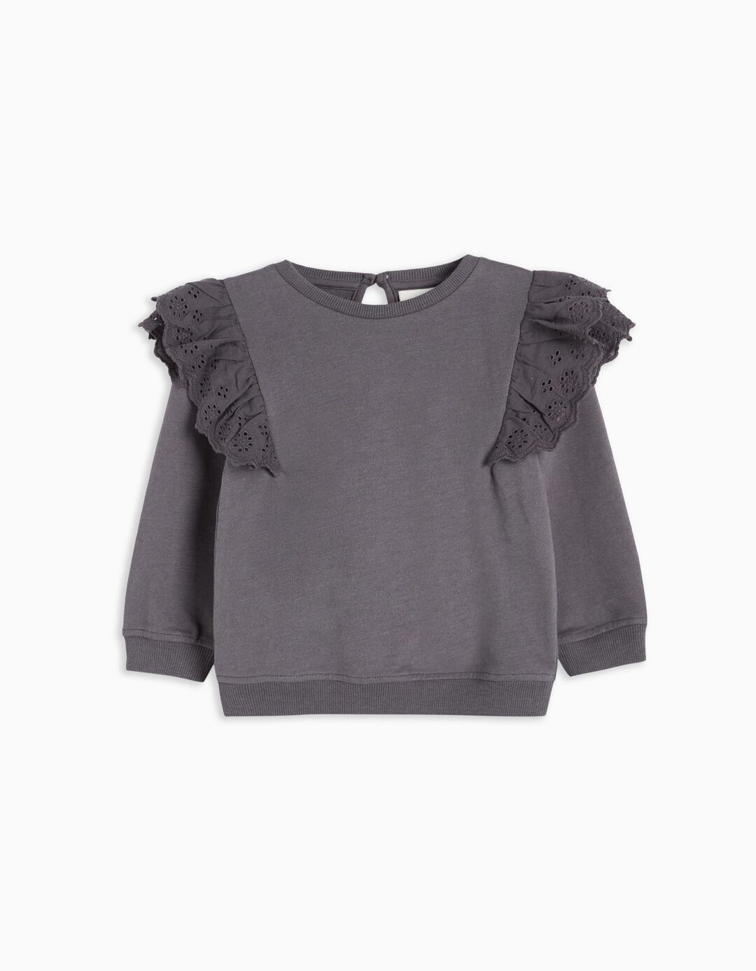 English Embroidery Sweatshirt, Baby Girls, Grey