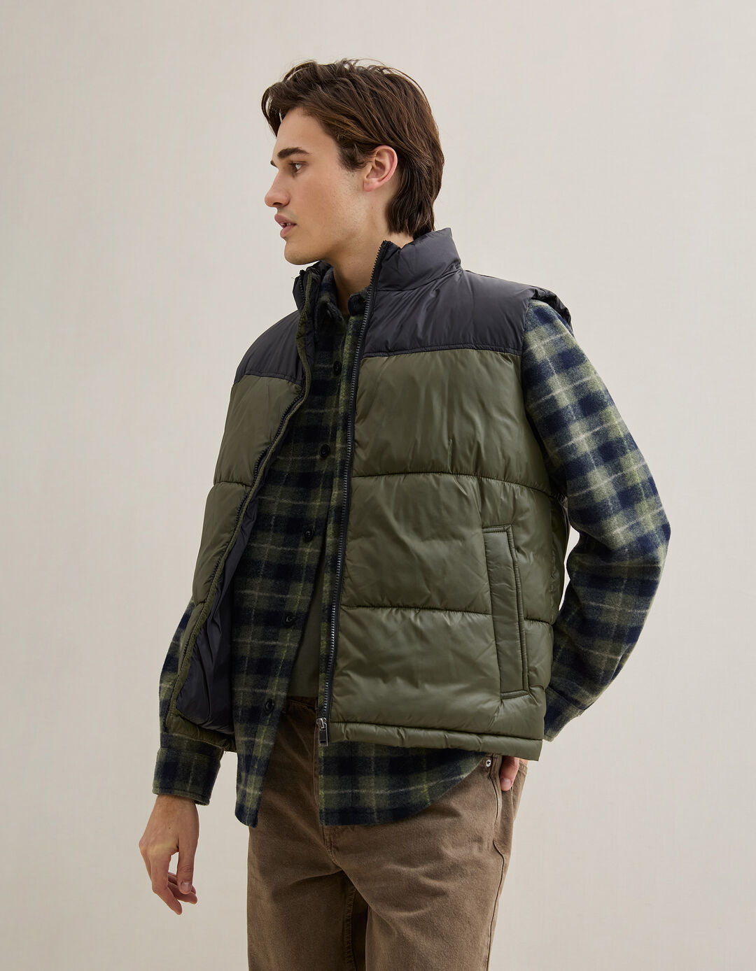 Colete Acolchoado, Homem, Verde Escuro