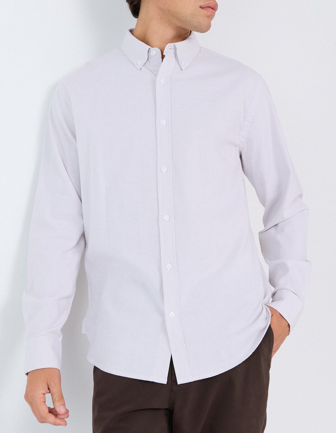 Camisa Oxford, Homem, Bege
