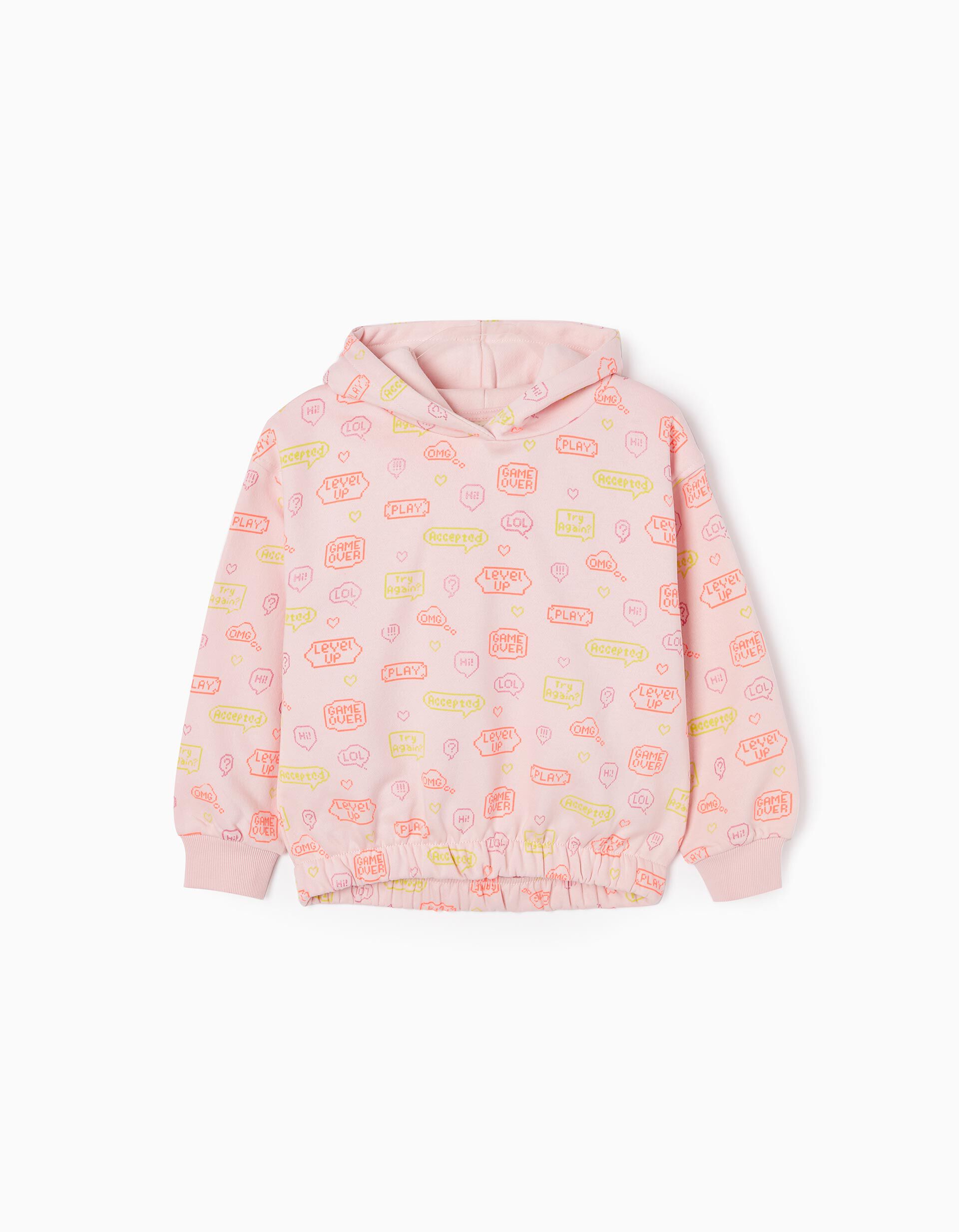 Hooded Sweatshirt in Cotton for Girls 'Avatar Name', Lime Green | MO Online