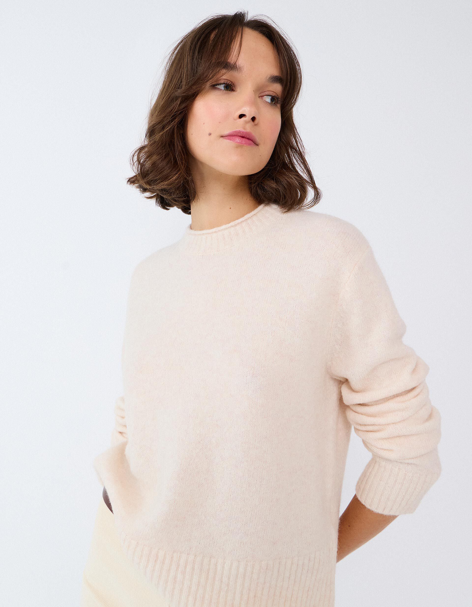 Comprar Online Camisola Em Mistura De L&atilde; E Alpaca, Mulher, Bege Claro