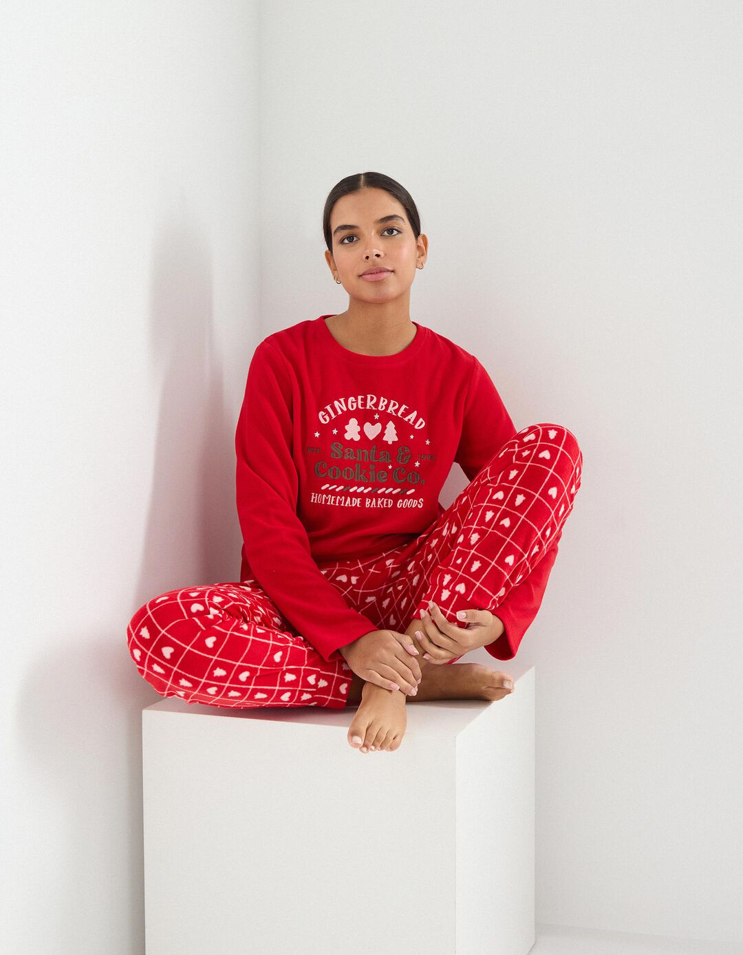 Pijama de Natal, Mulher, Vermelho Escuro 