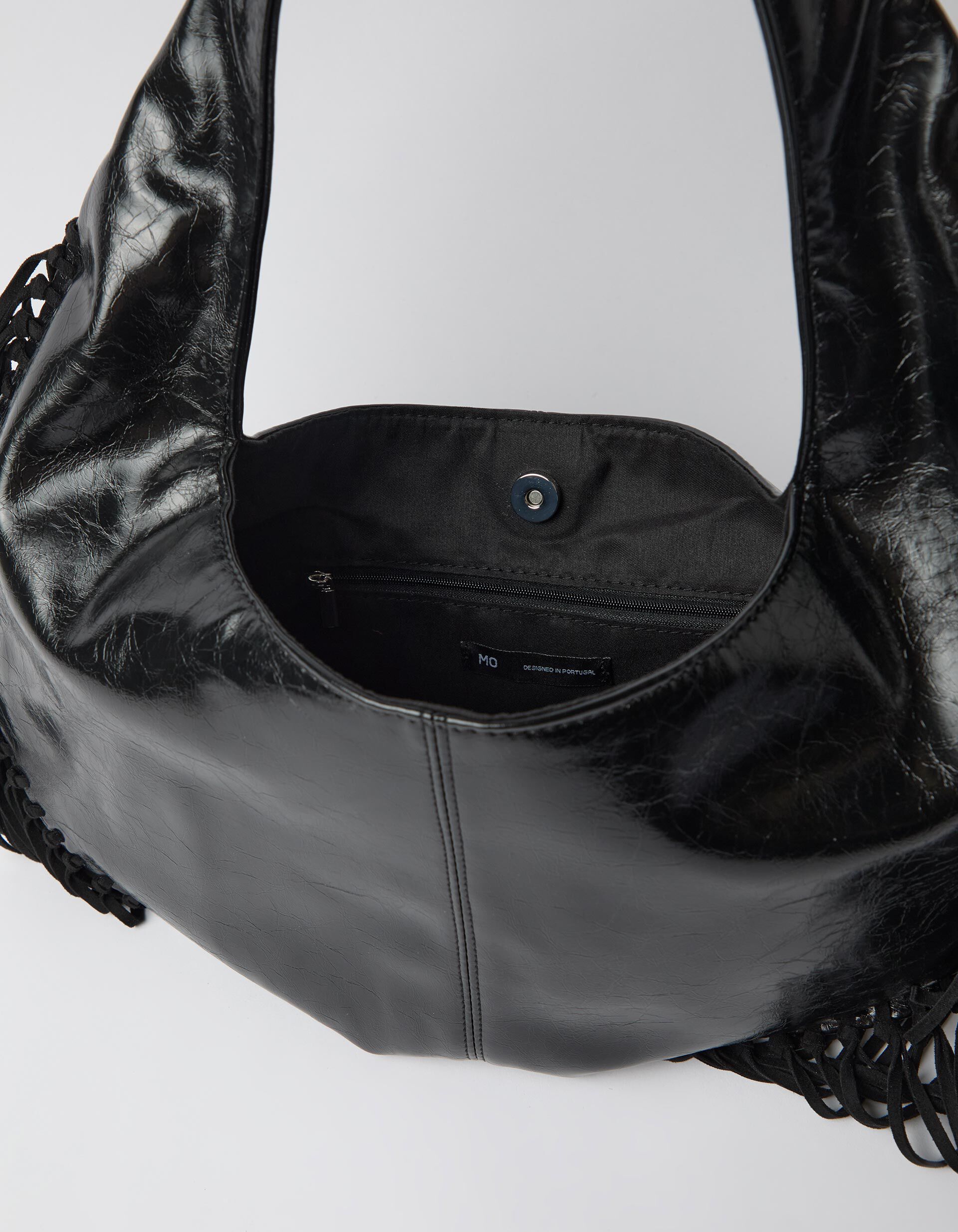 Comprar Online Mala De Ombro Com Franjas, Mulher, Preto