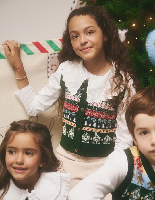 Comprar Online Colete de Malha, Menina, Verde Escuro