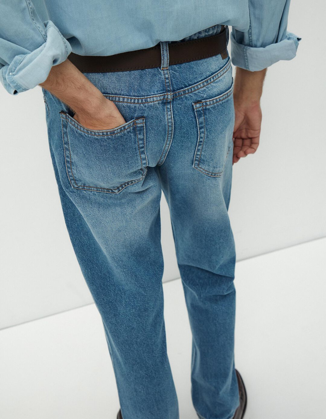 Calças de Ganga Slim Fit, Homem, Azul Claro