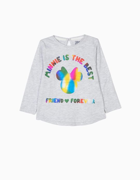 T-shirt Manga Comprida para Bebé Menina 'Minnie BFF', Cinza