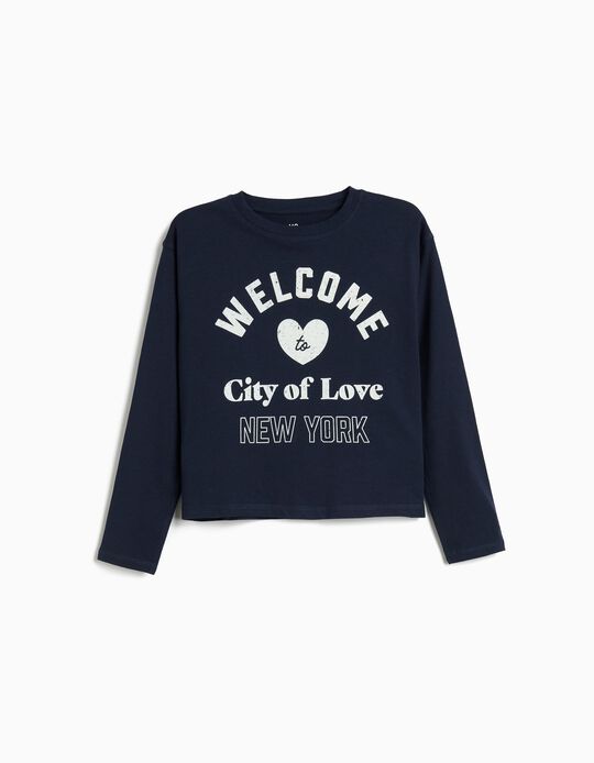 Comprar Online T-shirt Manga Comprida, Menina, Azul Escuro