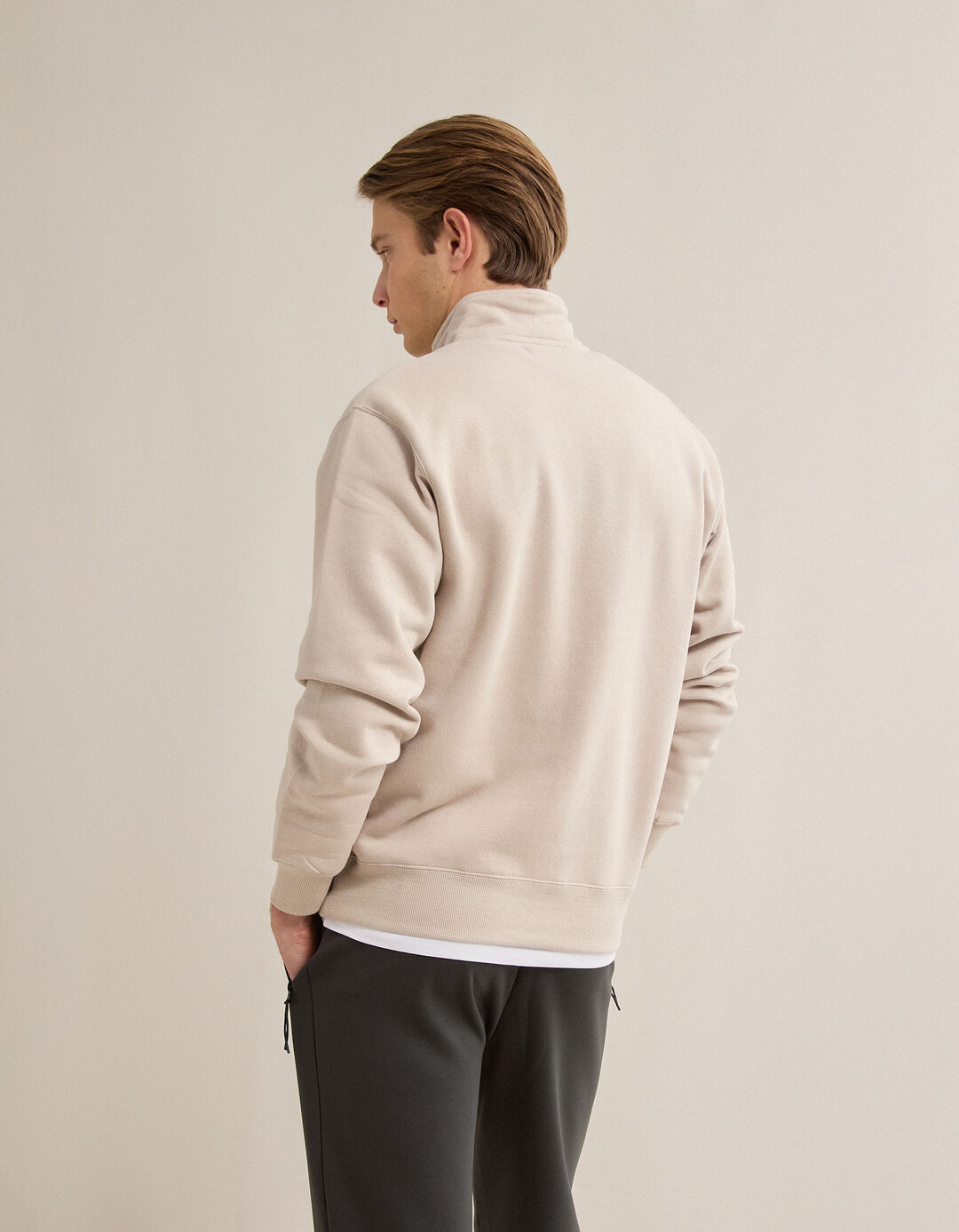 Camisola de Felpa, Homem, Bege Claro