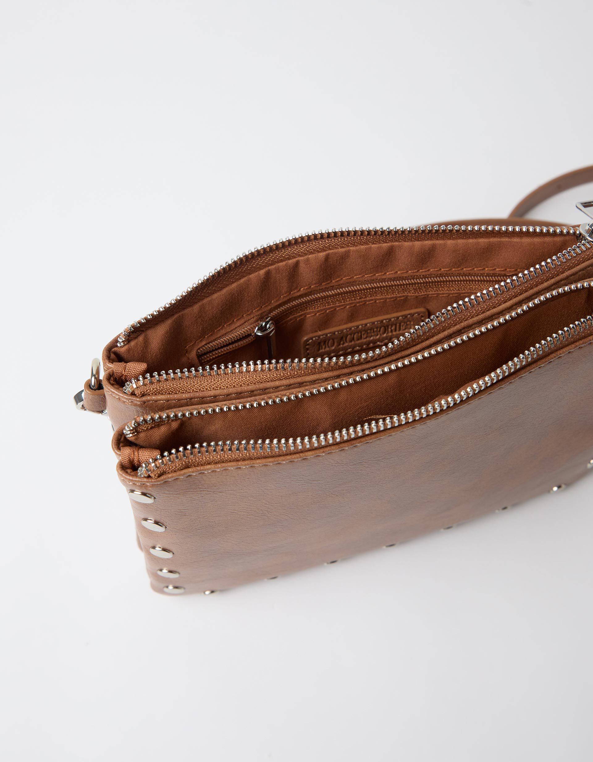 Comprar Online Mala Tiracolo Com Tachas, Mulher, Castanho Claro