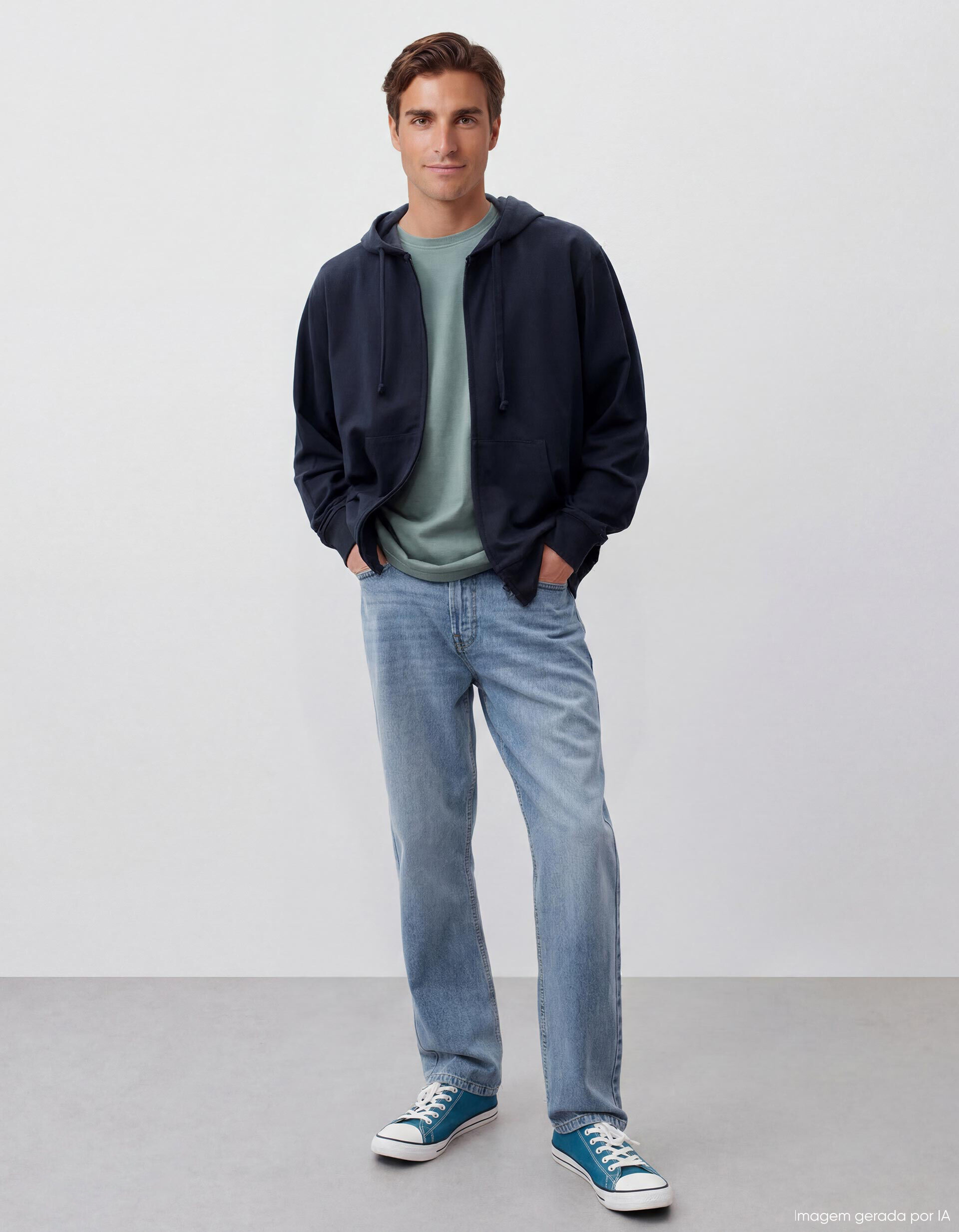Comprar Online Casaco Jersey com Capuz, Azul Escuro