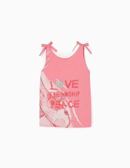 Cotton Top for Girls 'Peace', Rosa