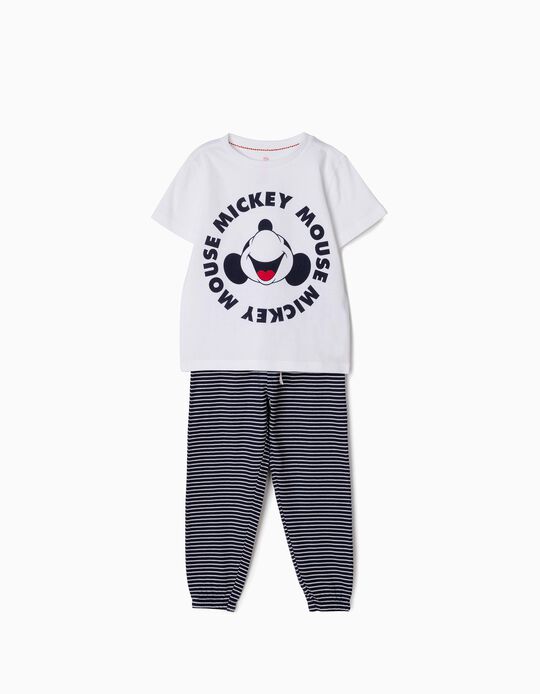 Pijama para Menino 'Mickey' Riscas, Branco e Azul