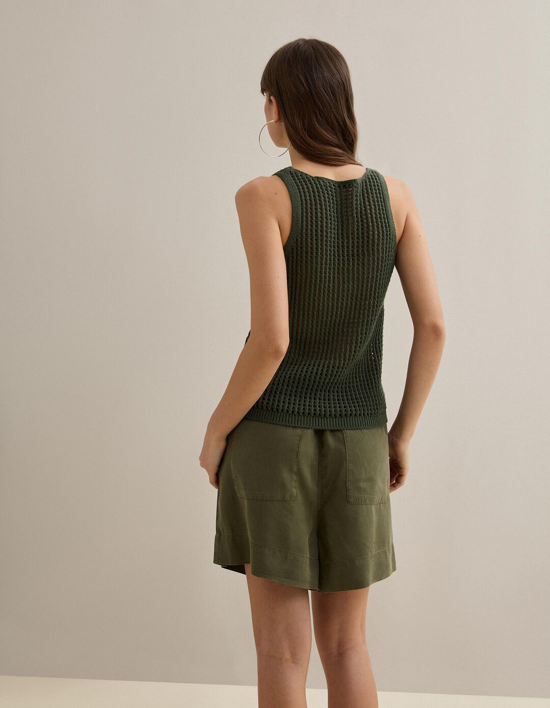 Top de Malha Crochet, Mulher, Verde