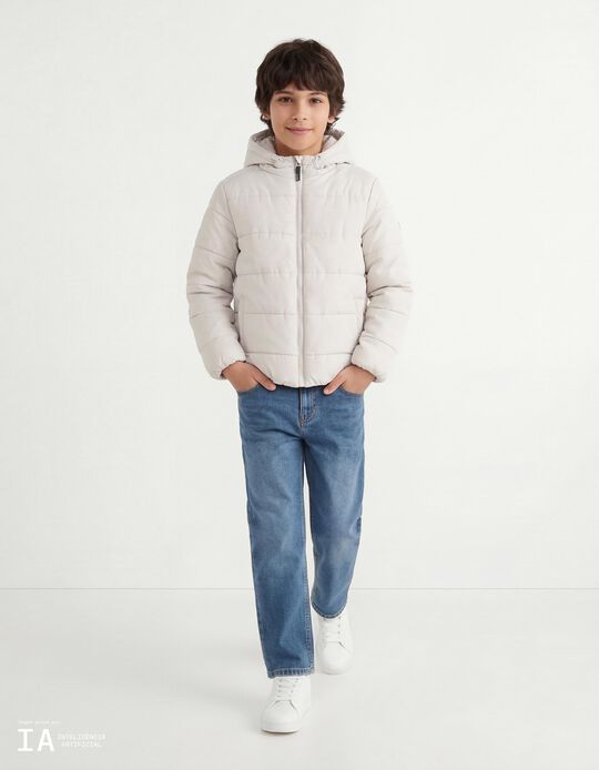 Comprar Online Casaco Acolchoado com Capuz, Menino, Cinzento