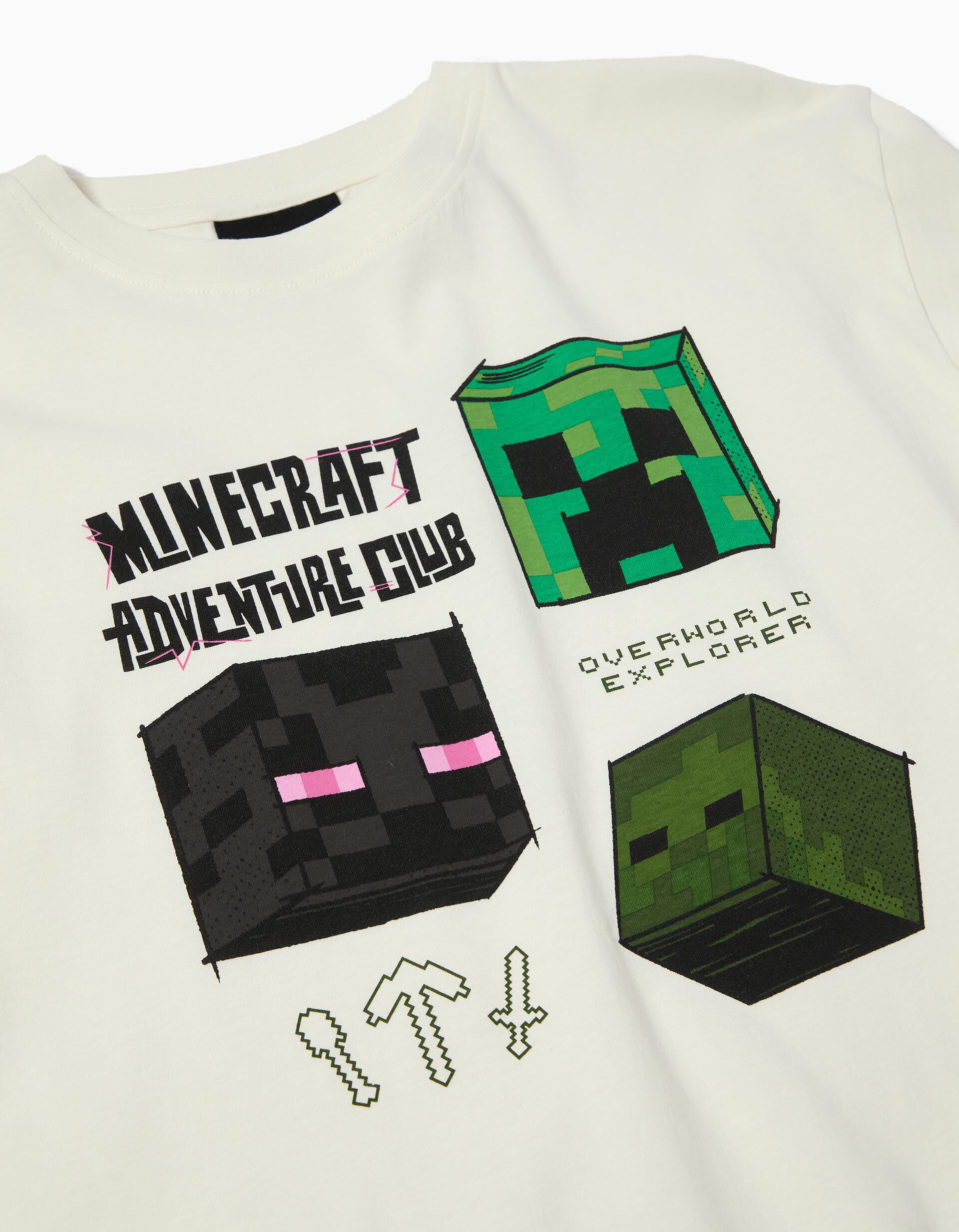 Comprar Online T-shirt de Manga Comprida 'Minecraft', Menino, Branco