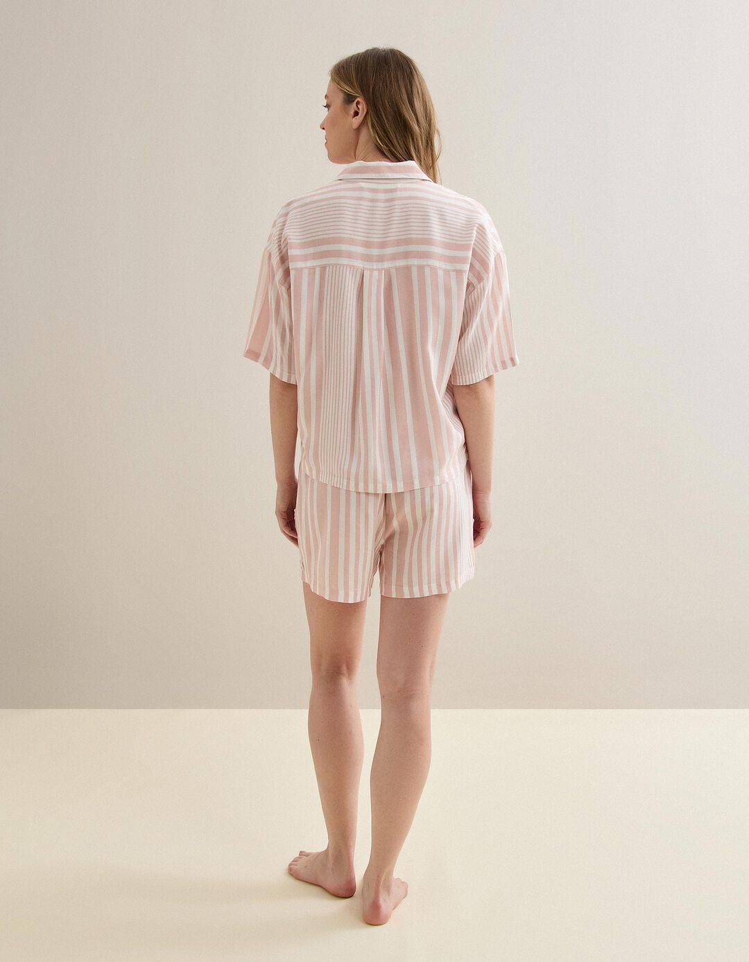 Pijama Riscas, Mulher, Rosa Claro