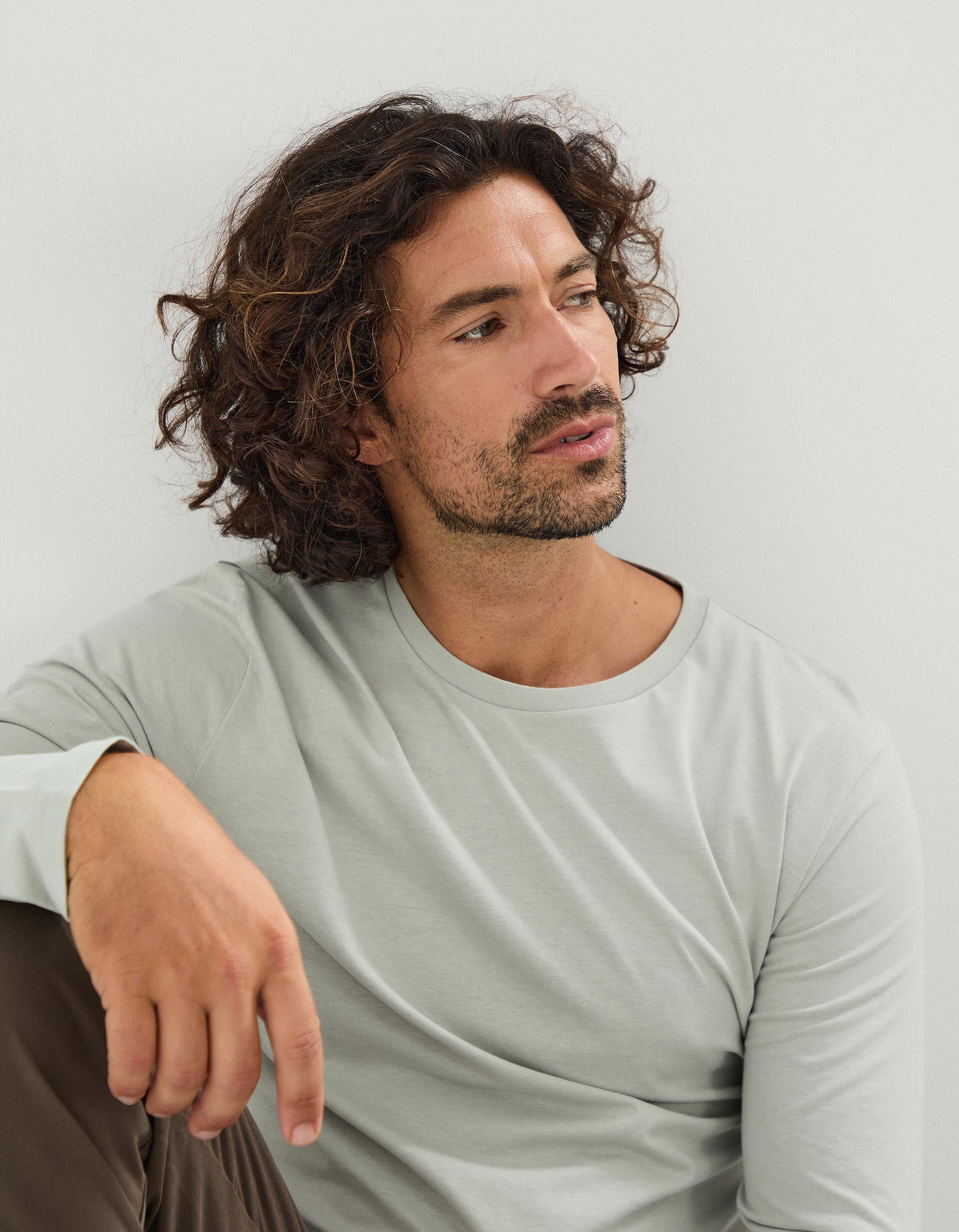 Comprar Online T-shirt Manga Comprida, Homem, Verde Claro