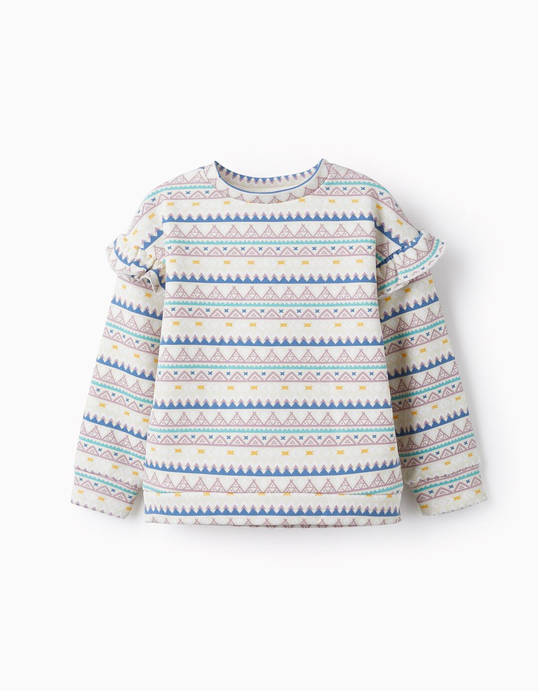 Thermal Sweatshirt with Ethnic Pattern for Girls, Multicolour