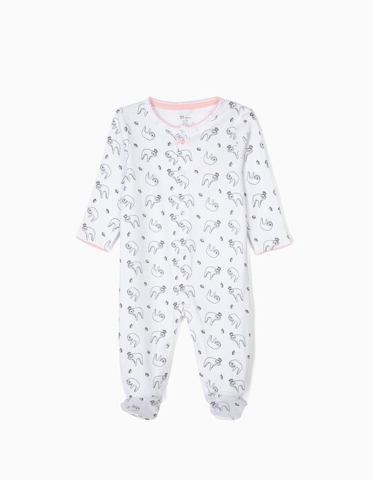 Babygrow para Rec&eacute;m-Nascida 'Queen Sloth', Branco
