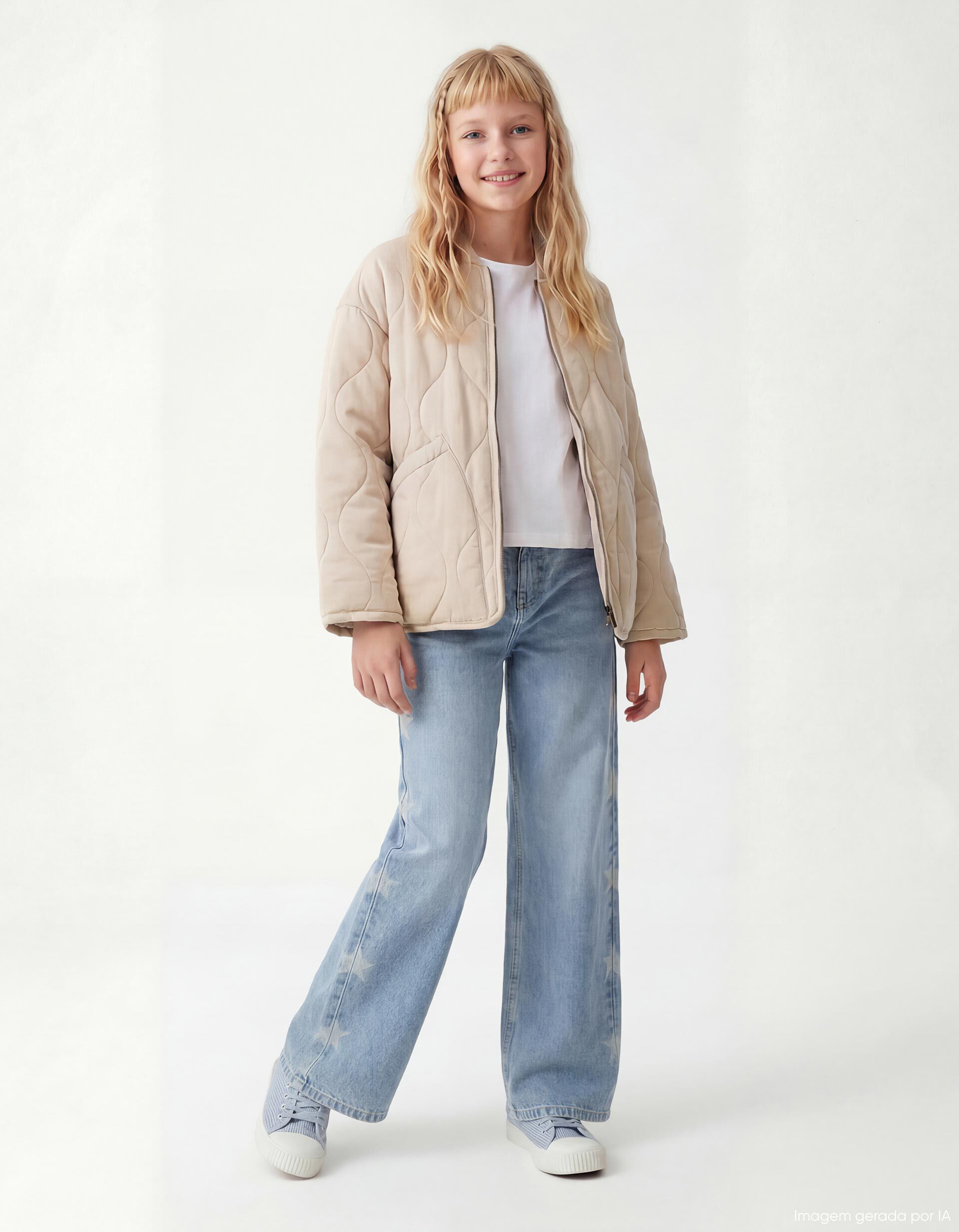 Comprar Online Cal&ccedil;as de Ganga 'Wide Leg' Estrelas, Menina, Azul Claro