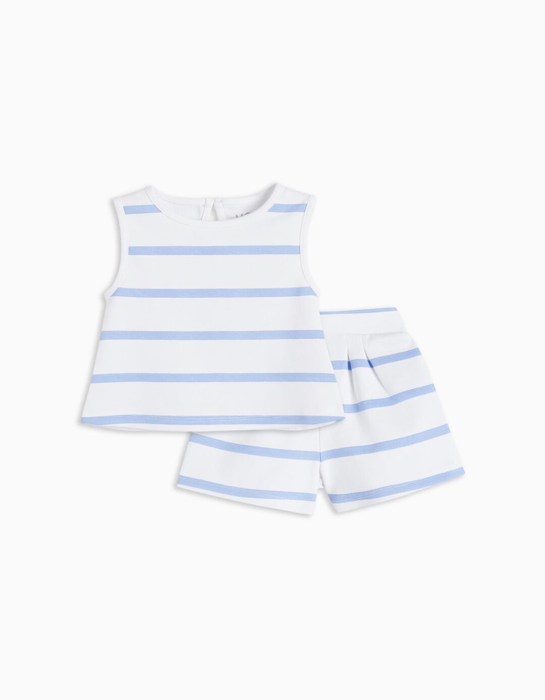 Striped Top + Shorts Set, Baby Girls, Light Blue