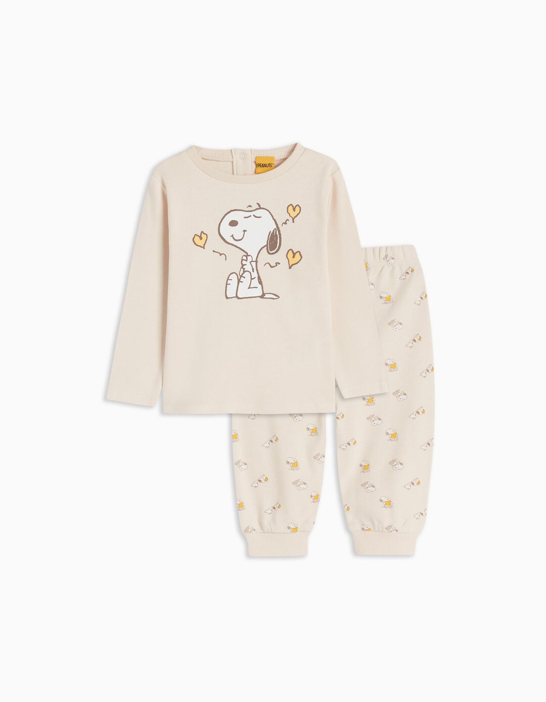 Pijama 'Snoopy', Bebé Menina, Bege Claro