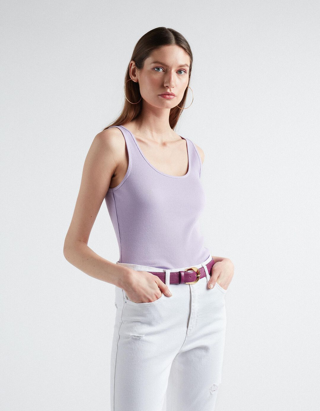 Ribbed Top, Women, Lilac
