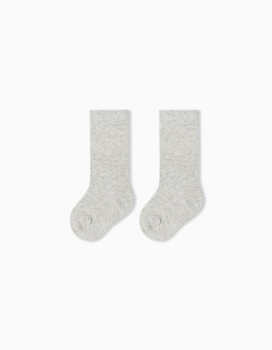 Pack 2 Pairs of High Socks, Baby Girl, Light Gray
