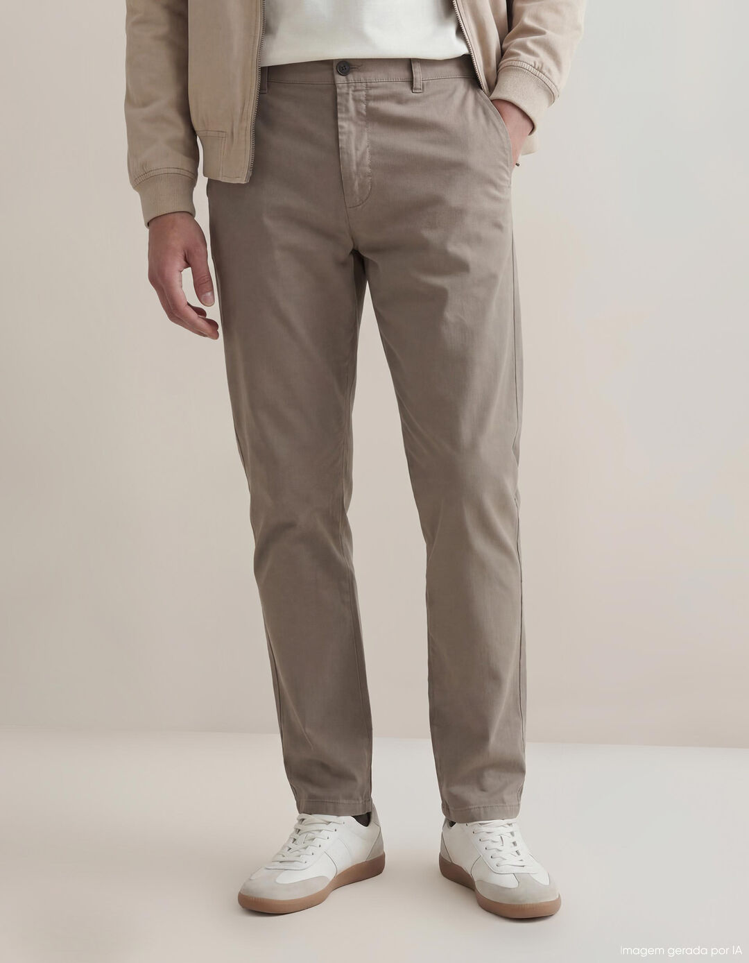 Cal&ccedil;as 'Tapered Fit', Homem, Verde Escuro